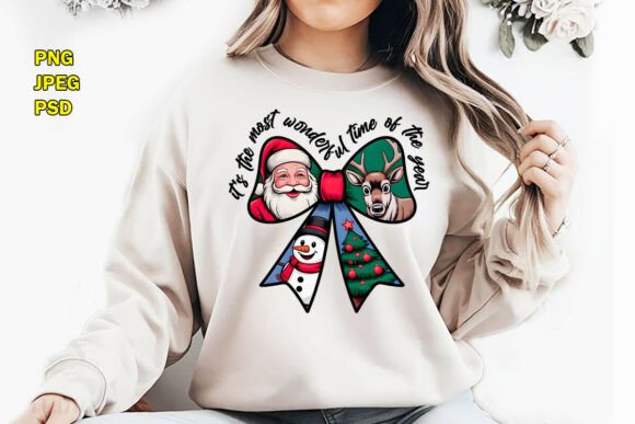 Christmas Bow T-Shirt Design Santa Claus: Festive Holiday Apparel