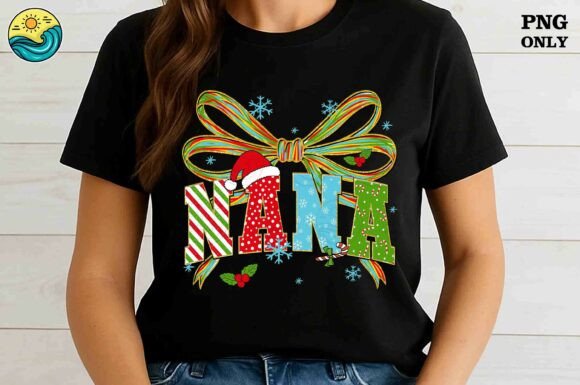 Christmas NANA PNG Design: Festive Grandma Graphics for Holiday Crafts