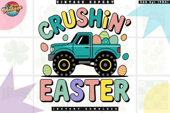 Crushin Easter Cute Truck: A Vibrant Design for Spring Projects