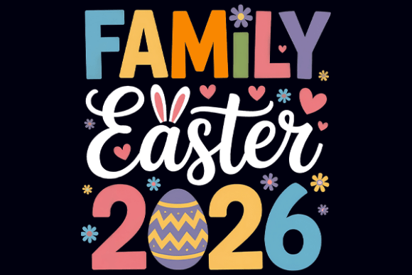 Family Easter 2026 PNG Design: Springtime Creativity Unleashed