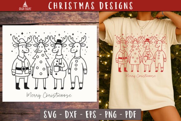 Funny Christmas Moose SVG: Festive Elk Design for Holiday Crafts