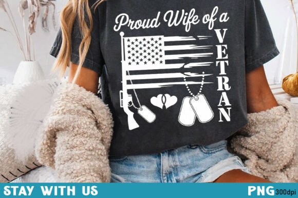 Honoring Service Through Design: The Proud Veteran Wife PNG