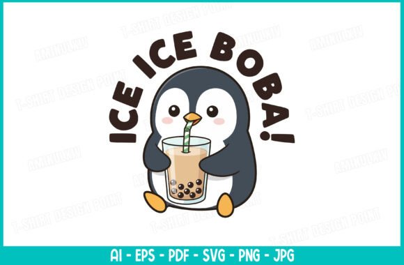 Ice Ice Boba! A Cool Penguin Design for Your Next Creative Project