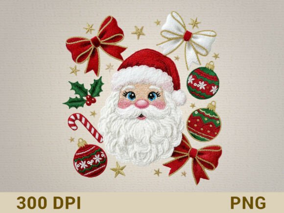 Santa Claus Embroidery Design with Bows: A Festive Creative Asset